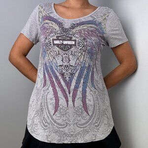 Harley Davidson Gray Grunge T-Shirt